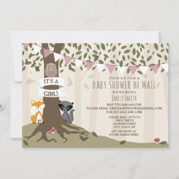 Woodland Creatures Baby Shower By Mail - Girl Invitation