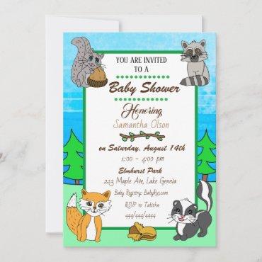 Woodland Creatures Forest Animals Baby Shower Invi Invitation
