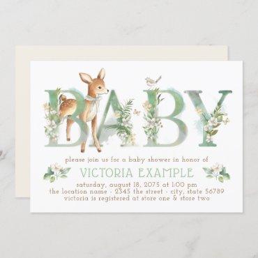 Woodland Deer Gender Neutral Baby Shower Invitation