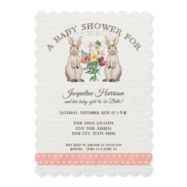 Woodland Fairy Tale Rabbits Girl Baby Shower Art