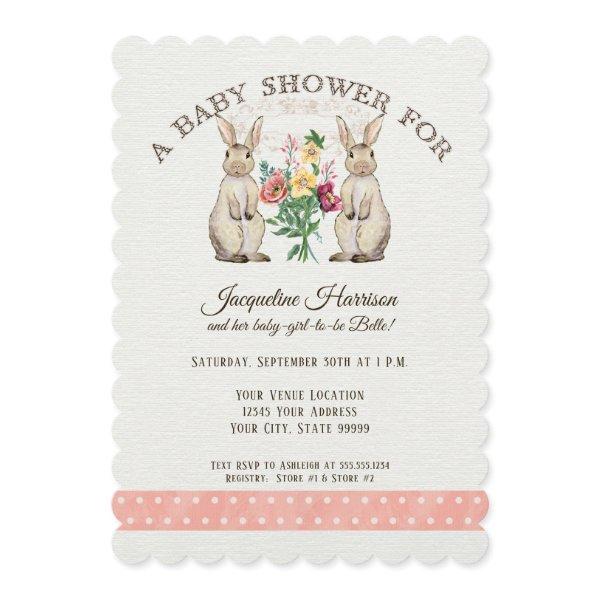 Woodland Fairy Tale Rabbits Girl Baby Shower Art