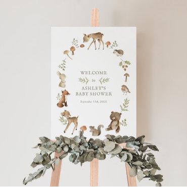Woodland Forest Creatures Baby Shower Welcome Foam Board