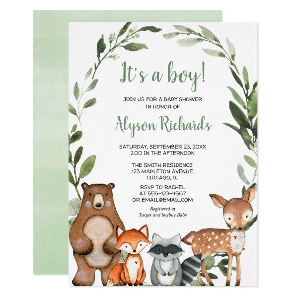 Woodland It's a boy forest friends baby shower Invitation
