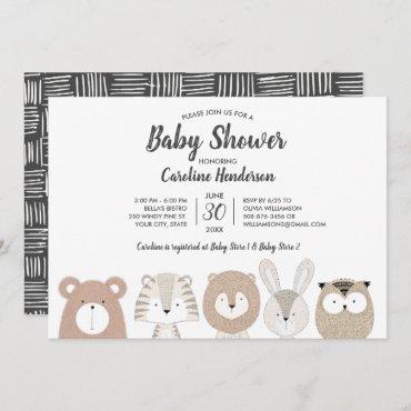 Woodland & Jungle Animals Baby Shower Invitation