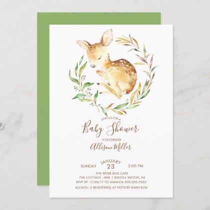 Woodland Little Deer Baby Shower Invitation