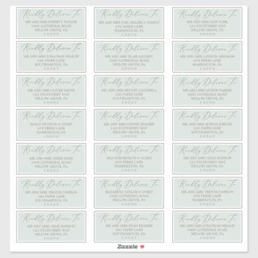 Woodland Mint Green Wedding Guest Address Labels