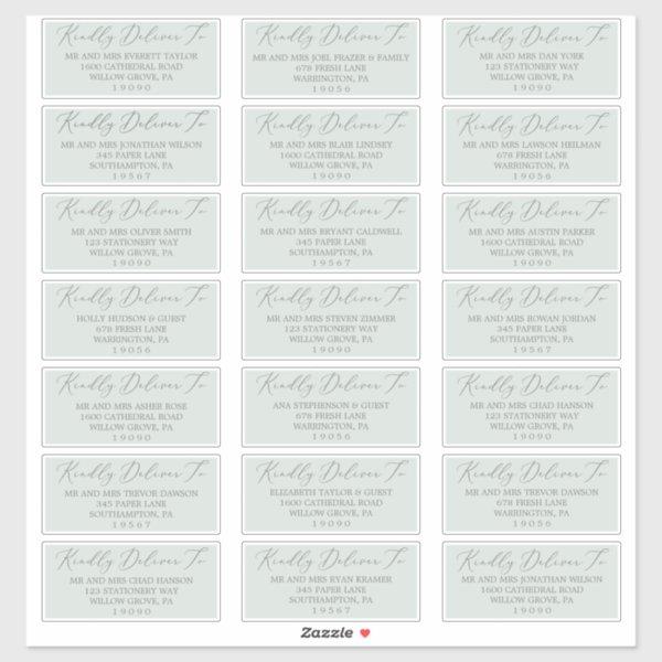 Woodland Mint Green Wedding Guest Address Labels
