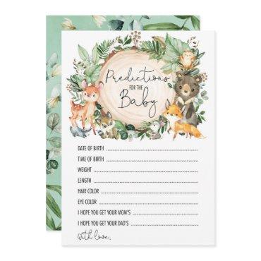 Woodland Predictions for the Baby Shower Game Card
