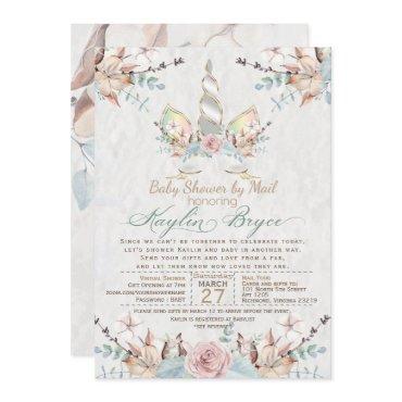 Woodland Unicorn Virtual Baby Shower Kaylin4a Inv