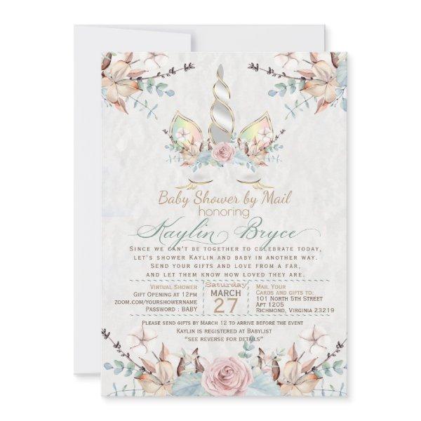 Woodland Unicorn Virtual Baby Shower Kaylin5 Inv