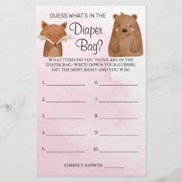Woodland Whats in the diaper bag shower game card Flyer