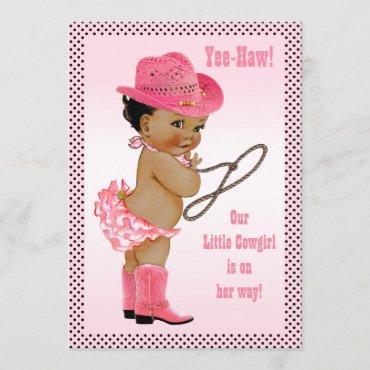 Yee-Haw! Ethnic Little Cowgirl Baby Shower Invitation