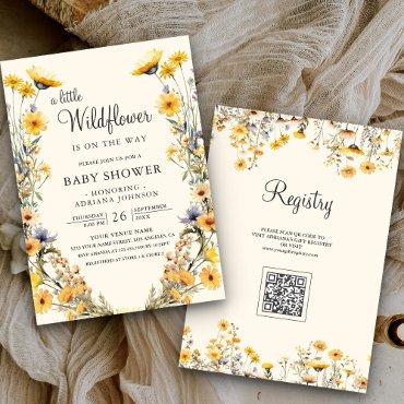 Yellow Boho Wildflower Floral QR Code
