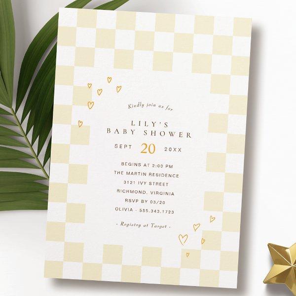 Yellow Checkerboard | Neutral Retro