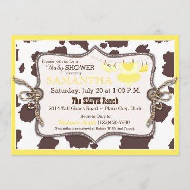 Yellow Cowgirl Baby Shower Tutu Invitation
