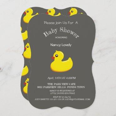 yellow duck baby shower - chalkboard look invitation