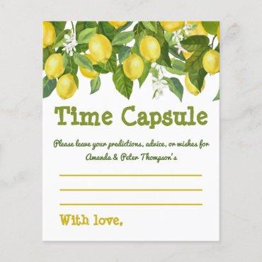 Yellow Lemon White Flowers Baby Time Capsule Card