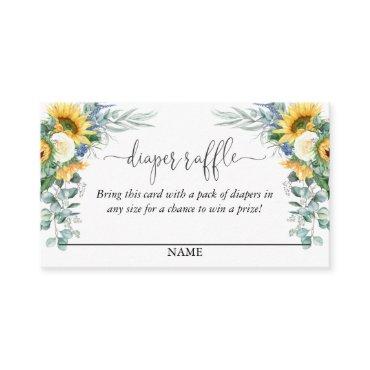 Yellow Sunflowers Floral Diaper Raffle Script Text Enclosure Card