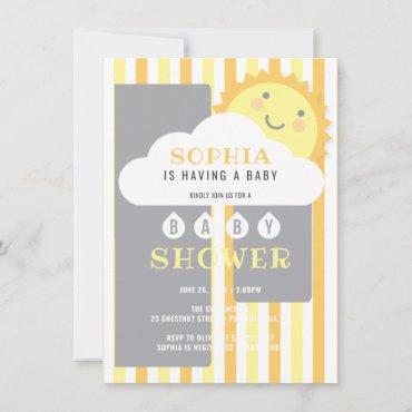 You Are My Sunshine Baby Shower Invitation Card