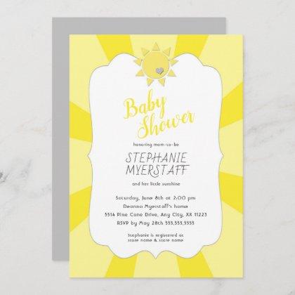 You are my sunshine baby shower, neutral gender invitation