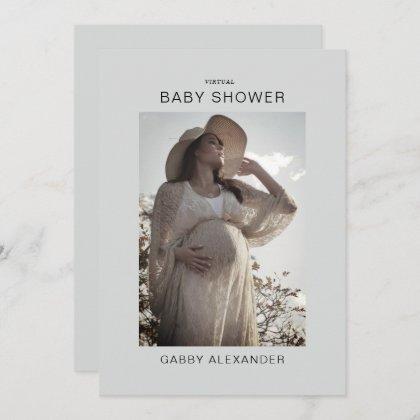 Zoom Virtual Baby Shower Photo Neutral Invitation