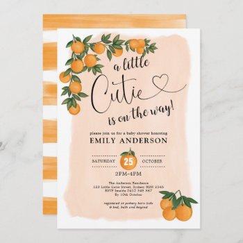 citrus baby shower botanical orange little cutie invitation