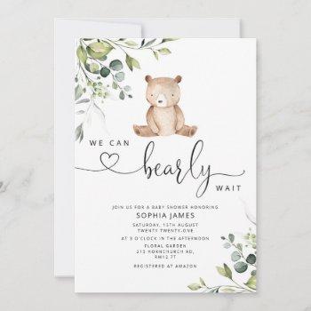 we can bearly wait baby shower invitation
